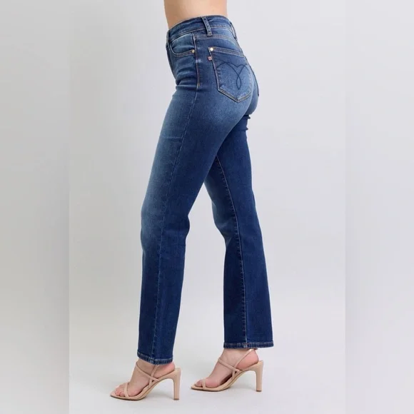 Judy Blue Medium Washed Straight Leg Jeans with Pockets - Picture 5 of 10